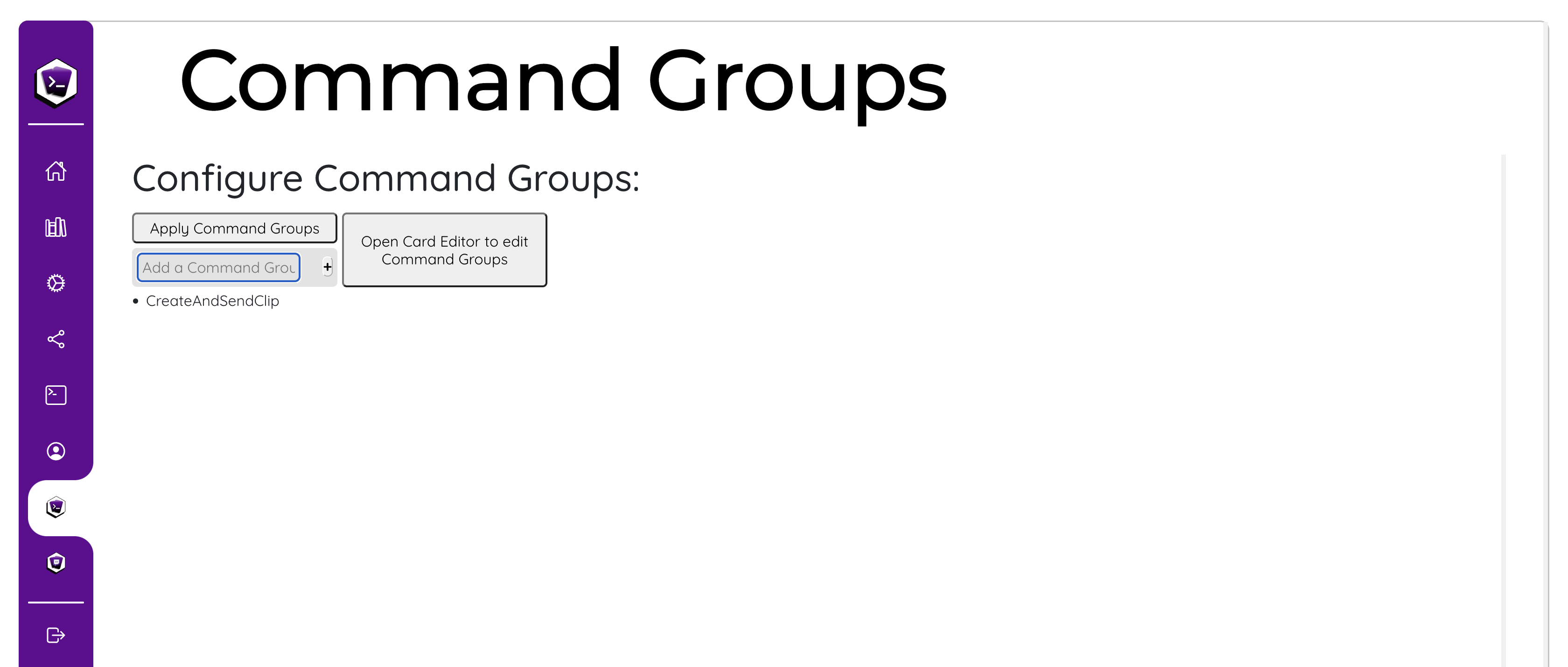 Command Groups Page